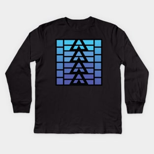 “Dimensional Levels” - V.3 Blue - (Geometric Art) (Dimensions) - Doc Labs Kids Long Sleeve T-Shirt